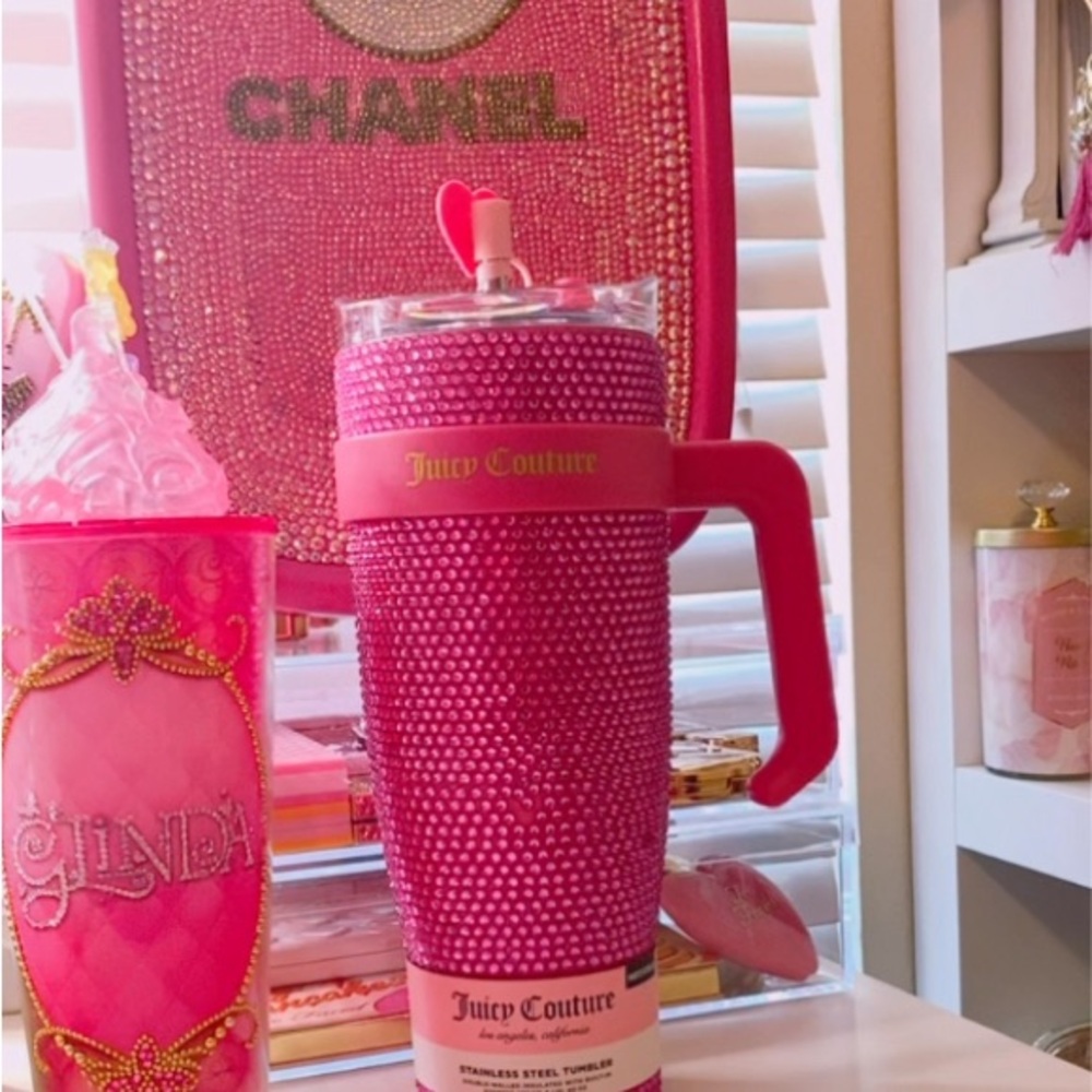 Juicy Couture Barbie Pink Tumbler with straw